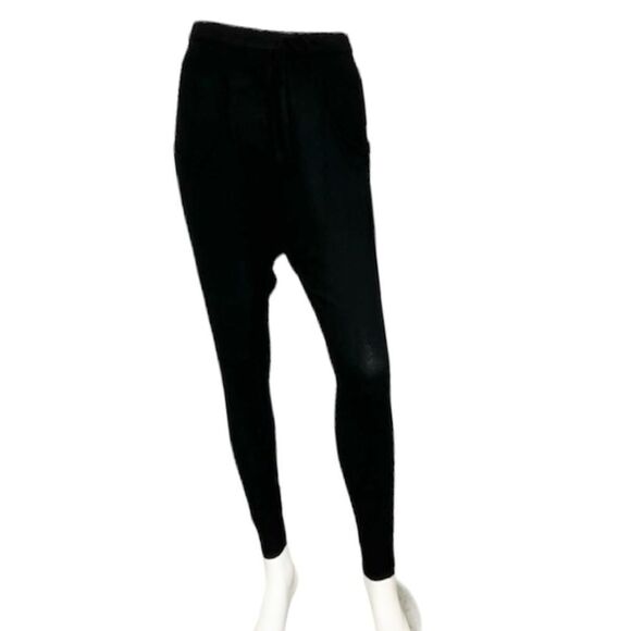 NEW Revolve Michael Lauren Black Rib Haren Prisoner Tie String Waistline Pant XS